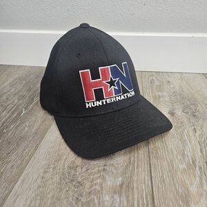 Hunter Nation HN FlexFit Logo Embroidered Black Hat Cap Unisex L/XL New